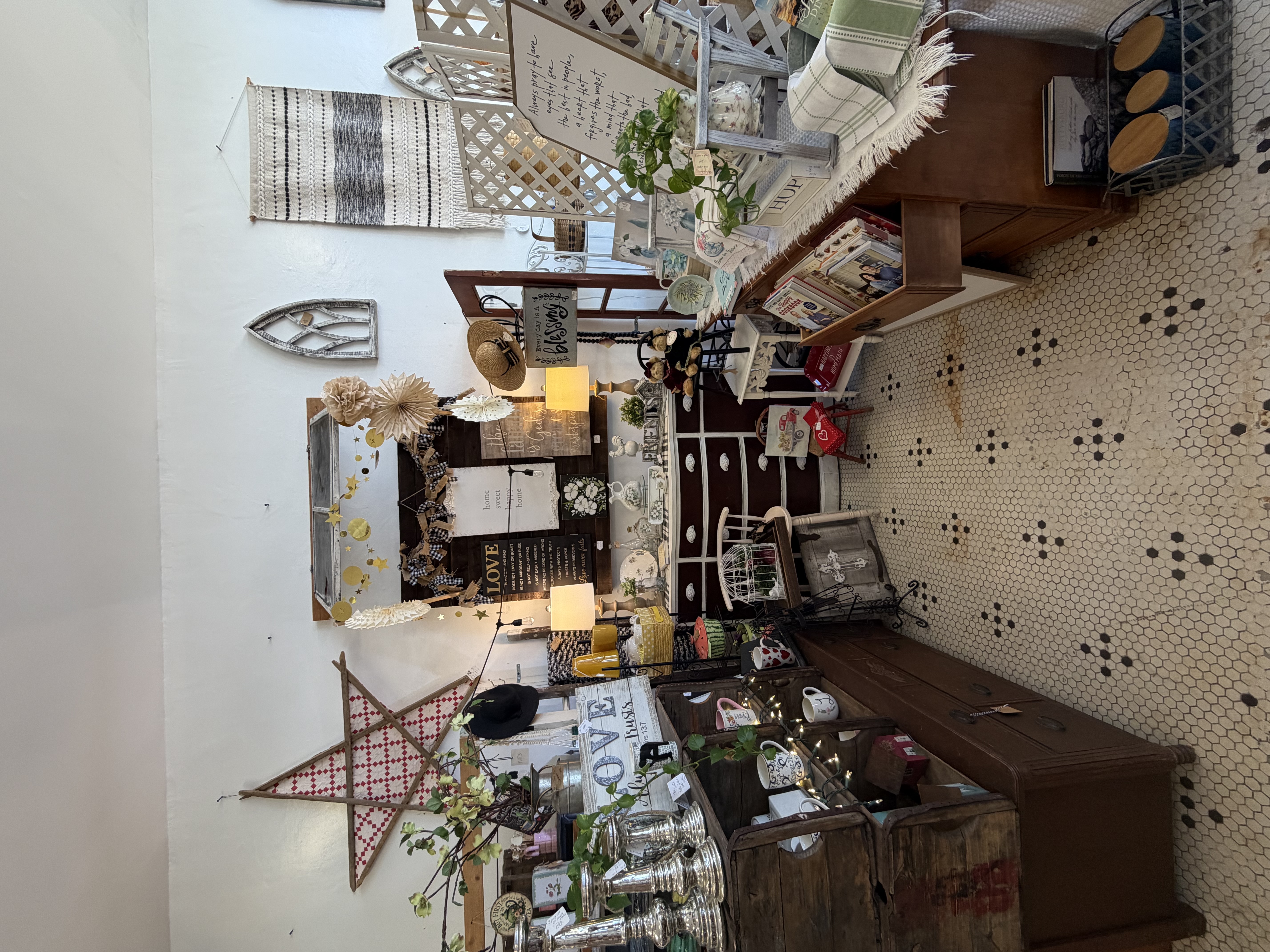 Home decor, vintage stars, candles, and accent pieces at Bare Wood Market